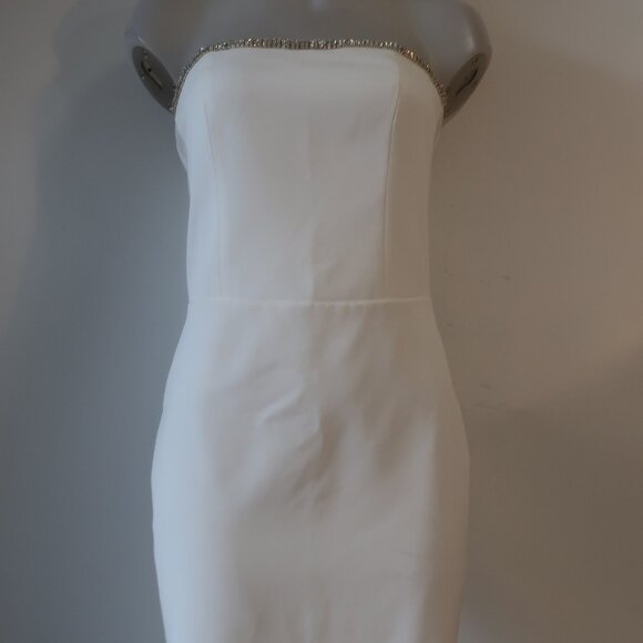 NWT Women Generation Love White Rhinestone Joelle Crystal Strapless Dress 8 - Picture 7 of 15